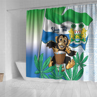 Personalised Sierra Leone Independence Day Shower Curtain Funny Chimpanzee With Drum