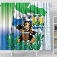 Personalised Sierra Leone Independence Day Shower Curtain Funny Chimpanzee With Drum