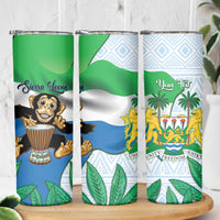 Personalised Sierra Leone Independence Day Skinny Tumbler Funny Chimpanzee With Drum