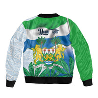 Personalised Sierra Leone Independence Day Sleeve Zip Bomber Jacket Funny Chimpanzee With Drum