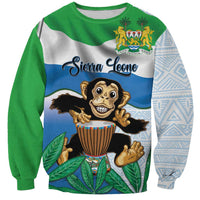Personalised Sierra Leone Independence Day Sweatshirt Funny Chimpanzee With Drum