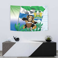 Personalised Sierra Leone Independence Day Tapestry Funny Chimpanzee With Drum