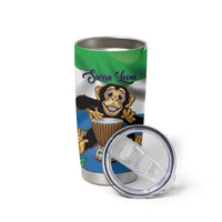 Personalised Sierra Leone Independence Day Tumbler Cup Funny Chimpanzee With Drum