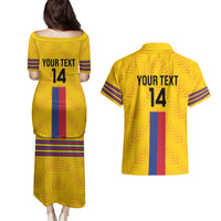 Custom Colombia Football Couples Matching Puletasi and Hawaiian Shirt Vamos Los Cafeteros