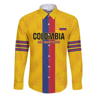 Custom Colombia Football Family Matching Off The Shoulder Long Sleeve Dress and Hawaiian Shirt Vamos Los Cafeteros