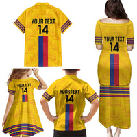 Custom Colombia Football Family Matching Puletasi and Hawaiian Shirt Vamos Los Cafeteros