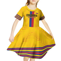 Custom Colombia Football Kid Short Sleeve Dress Vamos Los Cafeteros