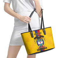 Custom Colombia Football Leather Tote Bag Vamos Los Cafeteros