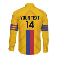 Custom Colombia Football Long Sleeve Button Shirt Vamos Los Cafeteros