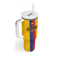 Custom Colombia Football Tumbler With Handle Vamos Los Cafeteros
