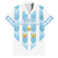 Custom Argentina Football Family Matching Short Sleeve Bodycon Dress and Hawaiian Shirt Vamos La Albiceleste