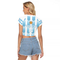 Custom Argentina Football Raglan Cropped T Shirt Vamos La Albiceleste