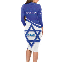 Personalised Israel Independence Day Long Sleeve Bodycon Dress 2024 Yom Haatzmaut - Wonder Print Shop