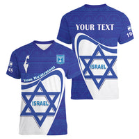 Personalised Israel Independence Day Women V-Neck T-Shirt 2024 Yom Haatzmaut - Wonder Print Shop