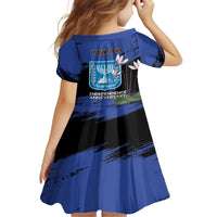 Personalised Israel Independence Day Family Matching Off Shoulder Maxi Dress and Hawaiian Shirt Menorah With Cyclamen Persicum Grunge - Wonder Print Shop