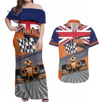 Personalised British Norris Couples Matching Off Shoulder Maxi Dress and Hawaiian Shirt 2025 Champion Australia GP