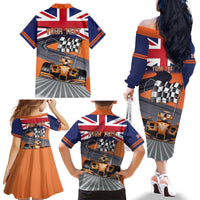 Personalised British Norris Family Matching Off The Shoulder Long Sleeve Dress and Hawaiian Shirt 2025 Champion Australia GP