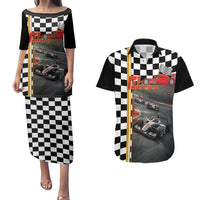 Racing Car 2025 Couples Matching Puletasi and Hawaiian Shirt Born To Speed