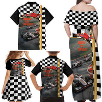 Racing Car 2025 Family Matching Off Shoulder Maxi Dress and Hawaiian Shirt Born To Speed