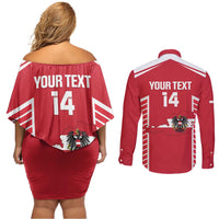 Custom Austria Football Couples Matching Off Shoulder Short Dress and Long Sleeve Button Shirt Come On Das Team
