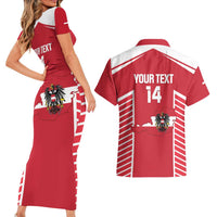 Custom Austria Football Couples Matching Short Sleeve Bodycon Dress and Hawaiian Shirt Come On Das Team