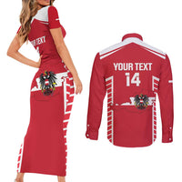 Custom Austria Football Couples Matching Short Sleeve Bodycon Dress and Long Sleeve Button Shirt Come On Das Team
