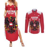 Custom Austria Football Couples Matching Summer Maxi Dress and Long Sleeve Button Shirt Come On Das Team