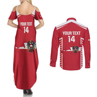 Custom Austria Football Couples Matching Summer Maxi Dress and Long Sleeve Button Shirt Come On Das Team