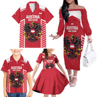 Custom Austria Football Family Matching Off The Shoulder Long Sleeve Dress and Hawaiian Shirt Come On Das Team