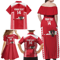 Custom Austria Football Family Matching Off Shoulder Maxi Dress and Hawaiian Shirt Come On Das Team