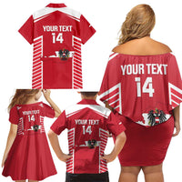 Custom Austria Football Family Matching Off Shoulder Short Dress and Hawaiian Shirt Come On Das Team