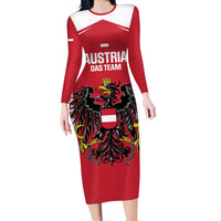 Custom Austria Football Long Sleeve Bodycon Dress Come On Das Team