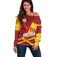 Baseball Venezuela 2026 Custom Off Shoulder Sweater 1st Champions Proud Red Version