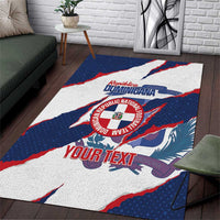 Custom Dominican Republic Football Area Rug Los Quisqueyanos Crack Style