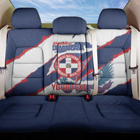 Custom Dominican Republic Football Back Car Seat Cover Los Quisqueyanos Crack Style