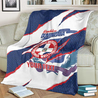 Custom Dominican Republic Football Blanket Los Quisqueyanos Crack Style