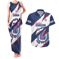 Custom Dominican Republic Football Couples Matching Tank Maxi Dress and Hawaiian Shirt Los Quisqueyanos Crack Style