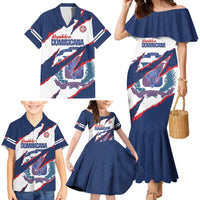 Custom Dominican Republic Football Family Matching Mermaid Dress and Hawaiian Shirt Los Quisqueyanos Crack Style