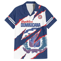 Custom Dominican Republic Football Family Matching Off Shoulder Short Dress and Hawaiian Shirt Los Quisqueyanos Crack Style