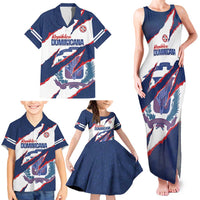 Custom Dominican Republic Football Family Matching Tank Maxi Dress and Hawaiian Shirt Los Quisqueyanos Crack Style