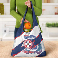 Custom Dominican Republic Football Grocery Bag Los Quisqueyanos Crack Style