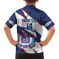 Custom Dominican Republic Football Kid Hawaiian Shirt Los Quisqueyanos Crack Style