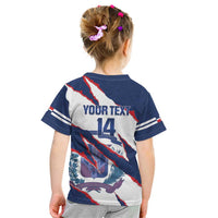 Custom Dominican Republic Football Kid T Shirt Los Quisqueyanos Crack Style
