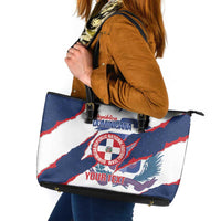 Custom Dominican Republic Football Leather Tote Bag Los Quisqueyanos Crack Style