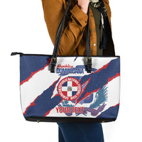 Custom Dominican Republic Football Leather Tote Bag Los Quisqueyanos Crack Style