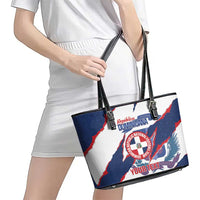 Custom Dominican Republic Football Leather Tote Bag Los Quisqueyanos Crack Style