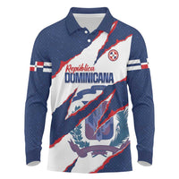 Custom Dominican Republic Football Long Sleeve Polo Shirt Los Quisqueyanos Crack Style
