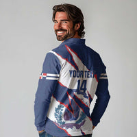 Custom Dominican Republic Football Long Sleeve Polo Shirt Los Quisqueyanos Crack Style