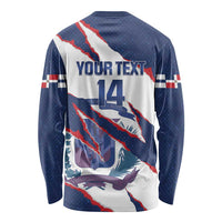 Custom Dominican Republic Football Long Sleeve Shirt Los Quisqueyanos Crack Style