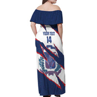 Custom Dominican Republic Football Off Shoulder Maxi Dress Los Quisqueyanos Crack Style